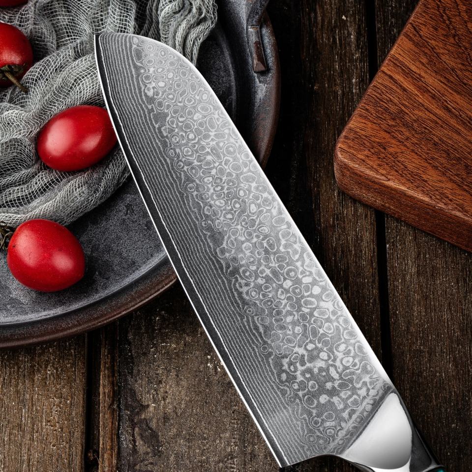 9-Piece Damascus Steel Chef Knife Set with 67-Layer Construction Ambidextrous Shell Handle Sharp Cooking Knives for Home Kitchen